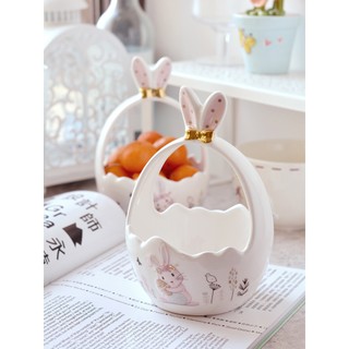 Giỏ gốm sứ đựng bánh kẹo hình dáng Chú Thỏ Thiết Kế Đáng Yêu - Ceramic Easter Bunny Basket Adorable Design