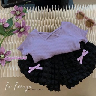 CATIMINI Set Áo Thun Ngắn Tay Và Quần Ống Loe Thời Trang Hàn Quốc Cho Bé Gái