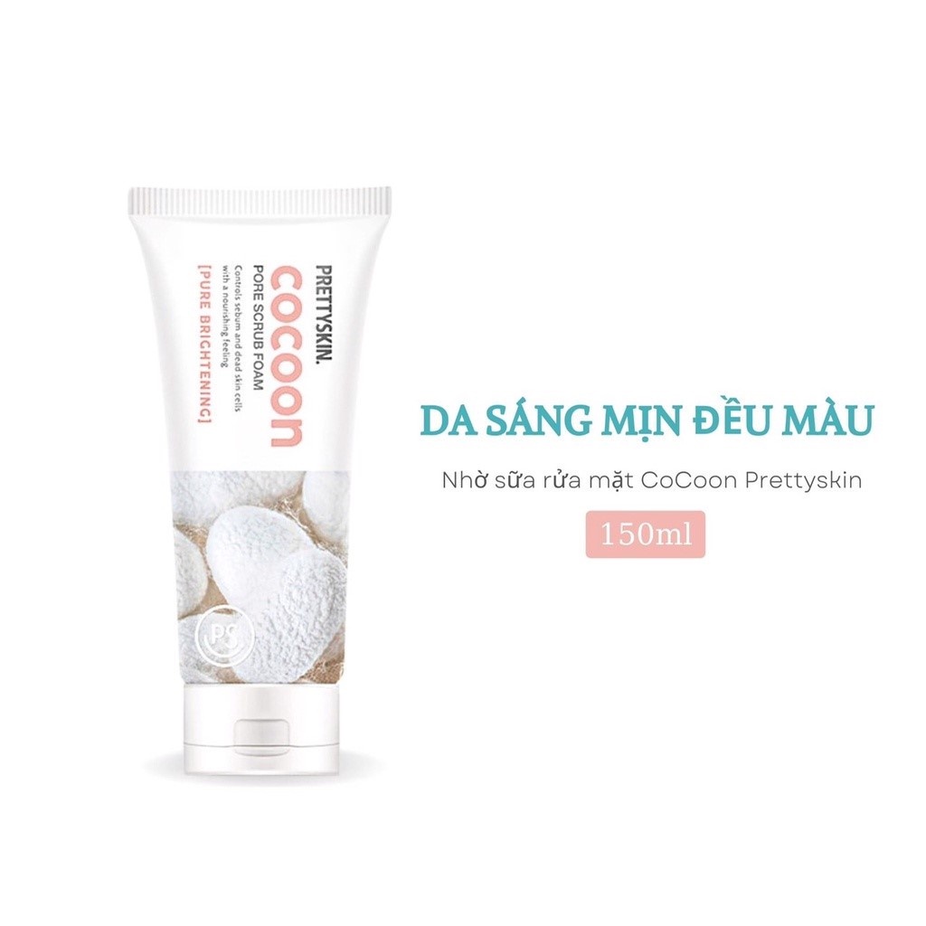 Sữa rửa mặt tẩy da chết Prettyskin Cocoon Pore Scrub Foam 150ml - Làm sạch sâu, giảm mụn đầu đen