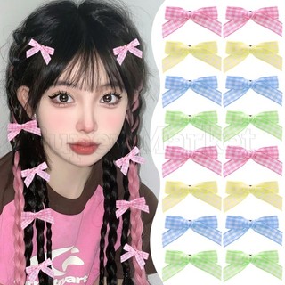 Kẹp tóc nơ bướm kẻ sọc caro ngọt ngào dễ thương thời trang