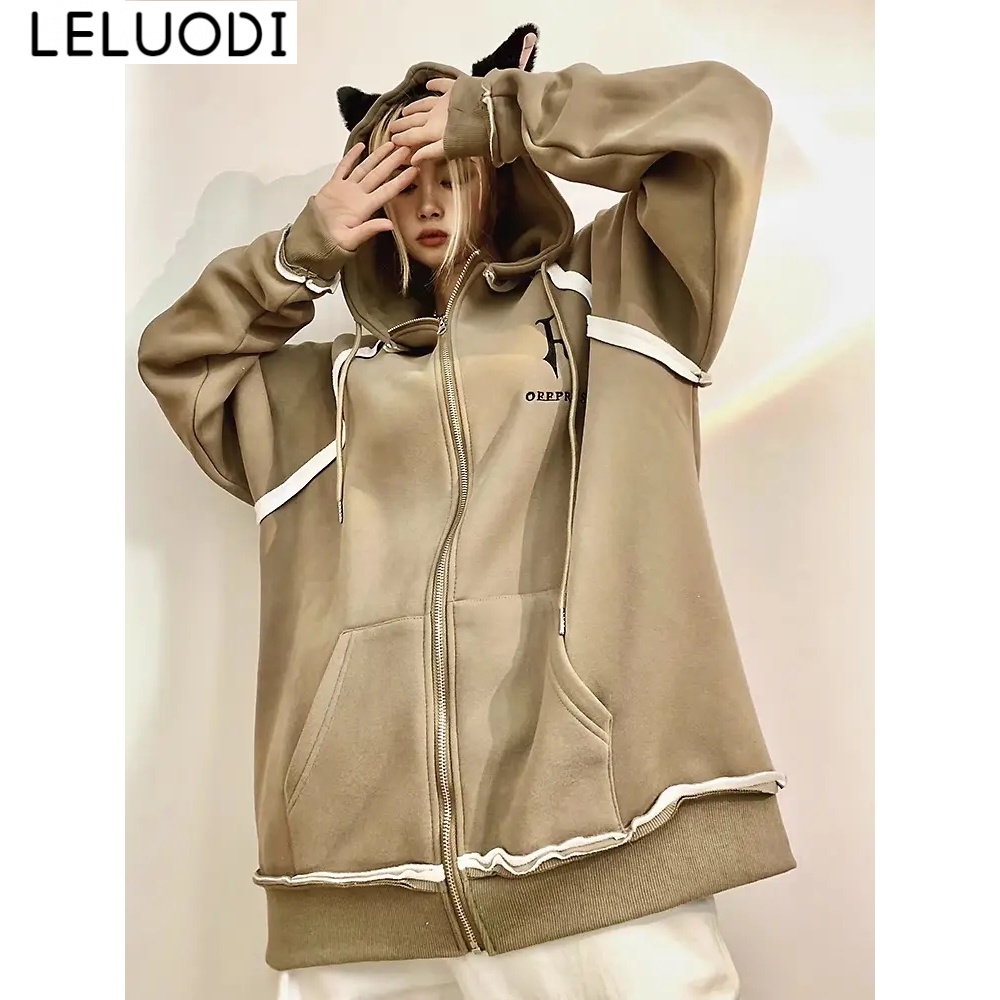 LELUODI Áo Khoác hoodie áo khoác nữ zip hoodie comfortable Thông thường New Style Fashion WJK2390YOM 37Z230914 | BigBuy360 - bigbuy360.vn