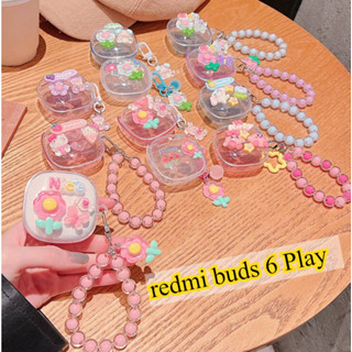 Ins Dành Cho redmi buds 6 play / 6S / 6lite Ốp Lưng Thời Trang Móc Khóa Hoa Silicon Trong Suốt Tai Nghe Dành Cho Xiaomi redmi buds 6 lite Cover