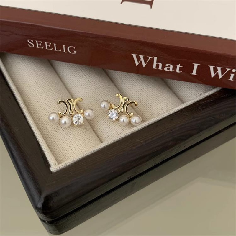 Bông Tai Kim Loại Đính Ngọc Trai Nhân Tạo Thời Trang Dành Cho Nữ