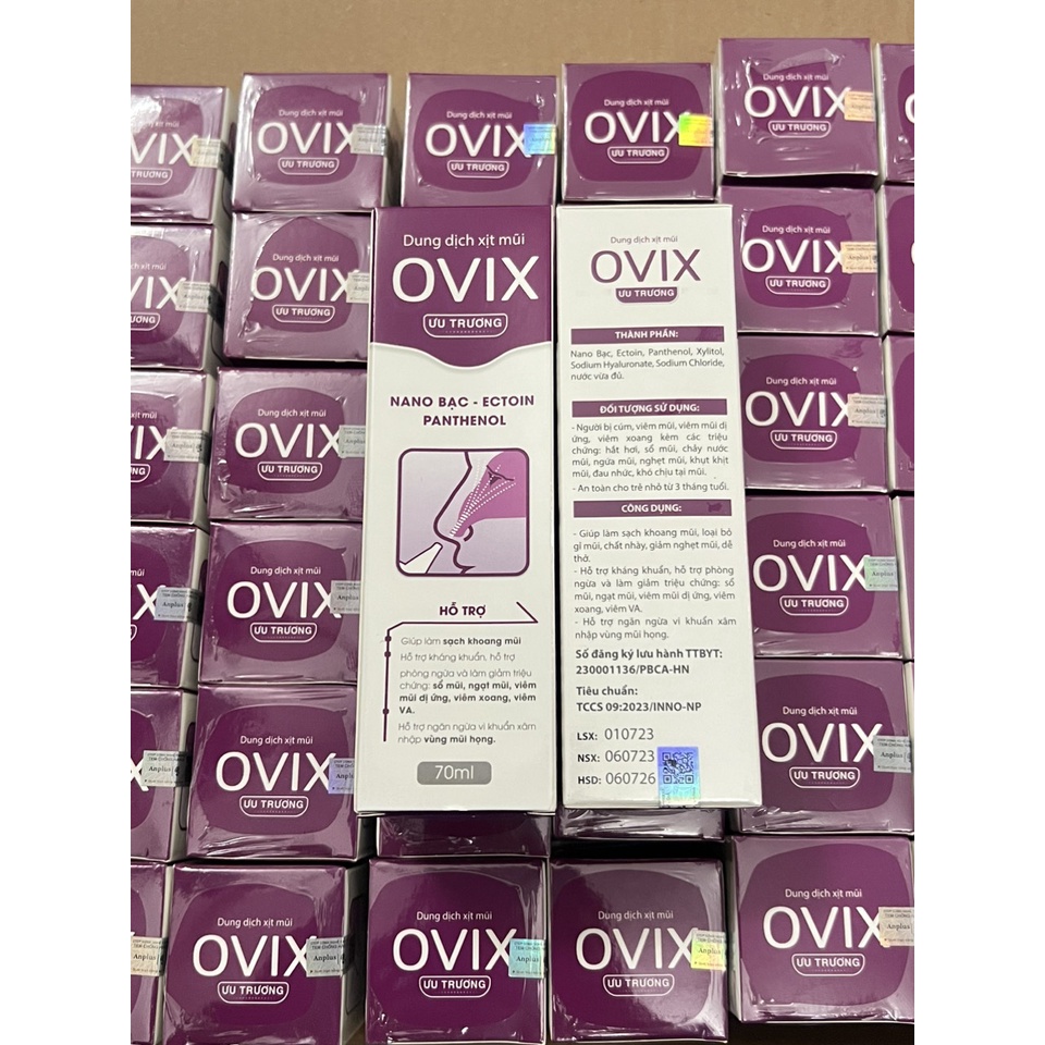 Xịt mũi ưu trương Ovix giúp loại bỏ dịch nhầy, thông thoáng mũi - Chai 70ml