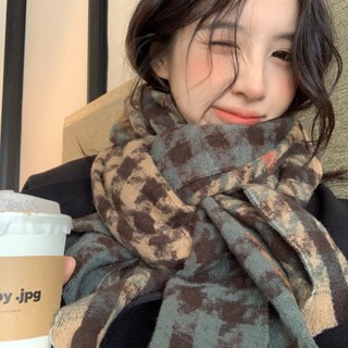 Xin Khăn Choàng Cổ Kẻ Sọc Caro Màu Sắc Tương Phản Ấm Áp Dễ Phối Đồ Mùa Đông Cho Cặp Đôi