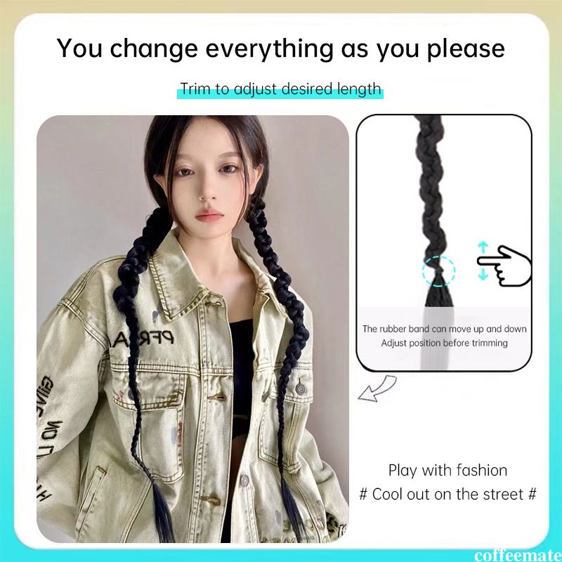 Bím Tóc Giả 70CM Màu Đen Tự Nhiên Phong Cách Phương Tây Cho Nữ DIY