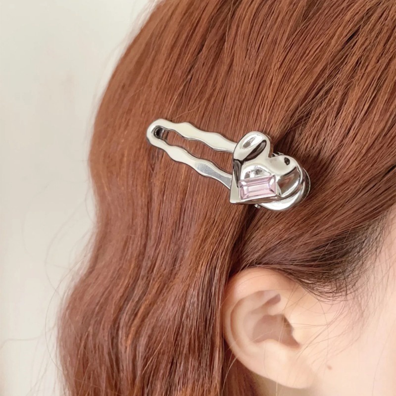 Kẹp Tóc Mái Lượn Sóng Đính Đá Hình Trái Tim Dễ Thương Cho Nữ
