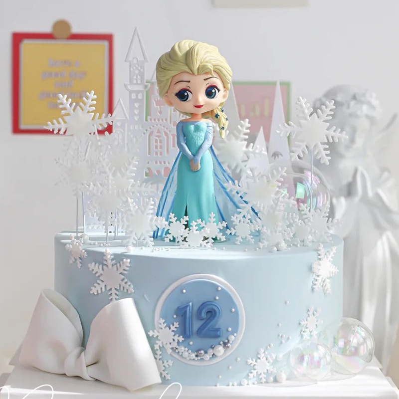 Phụ Kiện Trang Trí Bánh Kem Chủ Đề Công Chúa Anna Elsa Disney