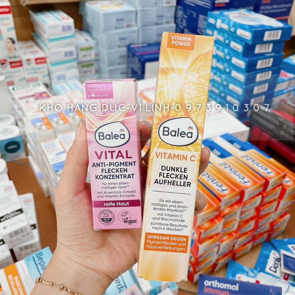 Serum và kem nám Vitamin C Balea làm sáng da, đều màu da, chống lão hoá da chai 30ml, hàng đức