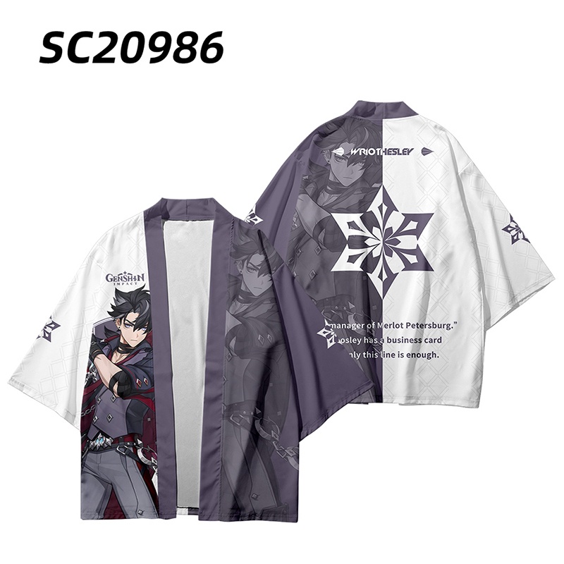Hqy2 Bộ Áo + Quần Short Hóa Trang 3d Phong Cách anime genshin Impreza wriothesley haori kimono