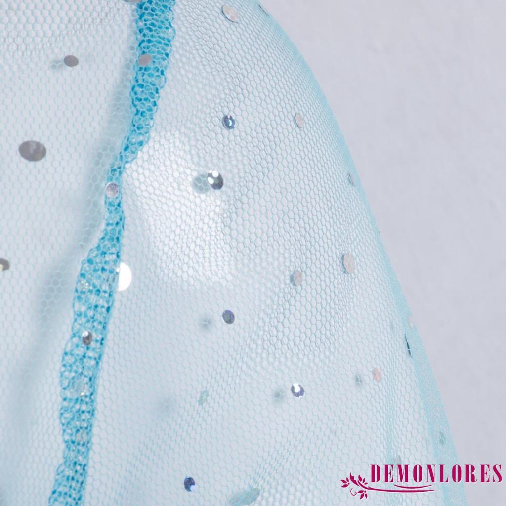 Demonlores Đầm maxi Tay Dài Cổ Tròn Hóa Trang Công Chúa Băng Giá elsa