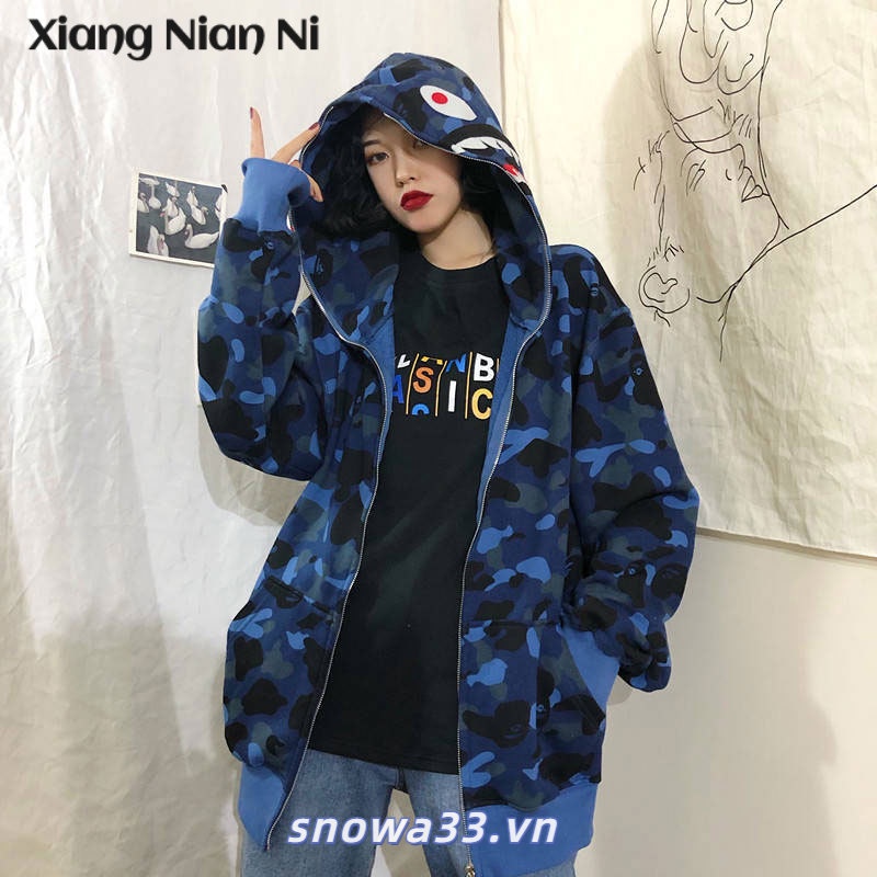 Xiang ni Áo Khoác Hoodie Dáng Rộng Mỏng Phong Cách harajuku Nhật Bản Thời Trang Xuân Thu Cho Nữ