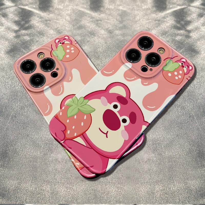 Ốp Điện Thoại In Hình Gấu Hồng Cho Iphone 15 14 13Pro 12 / 11 Xsmax xr / 7 / 8p