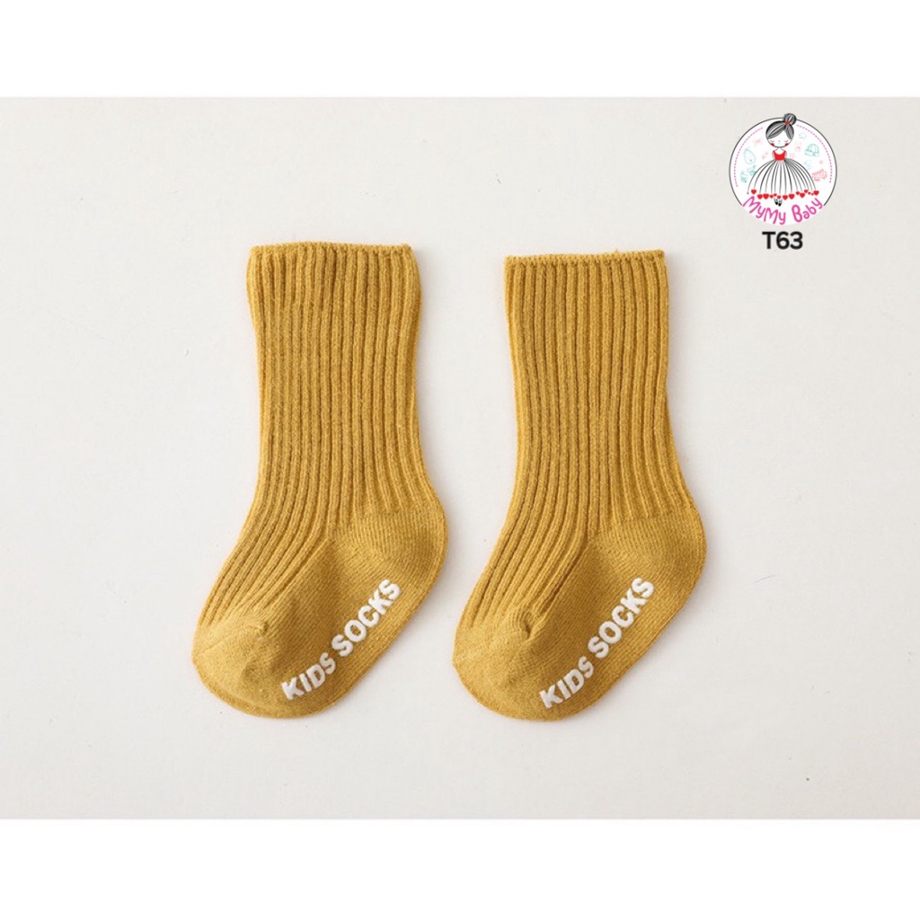 Tất trơn nhiều màu thun gân đế chống trượt từ 0-24 tháng