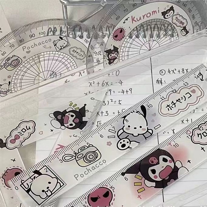 SANRIO Bộ 4 Thước Đo Góc Thẳng Hình Tam Giác Dễ Thương kuromi pochacco