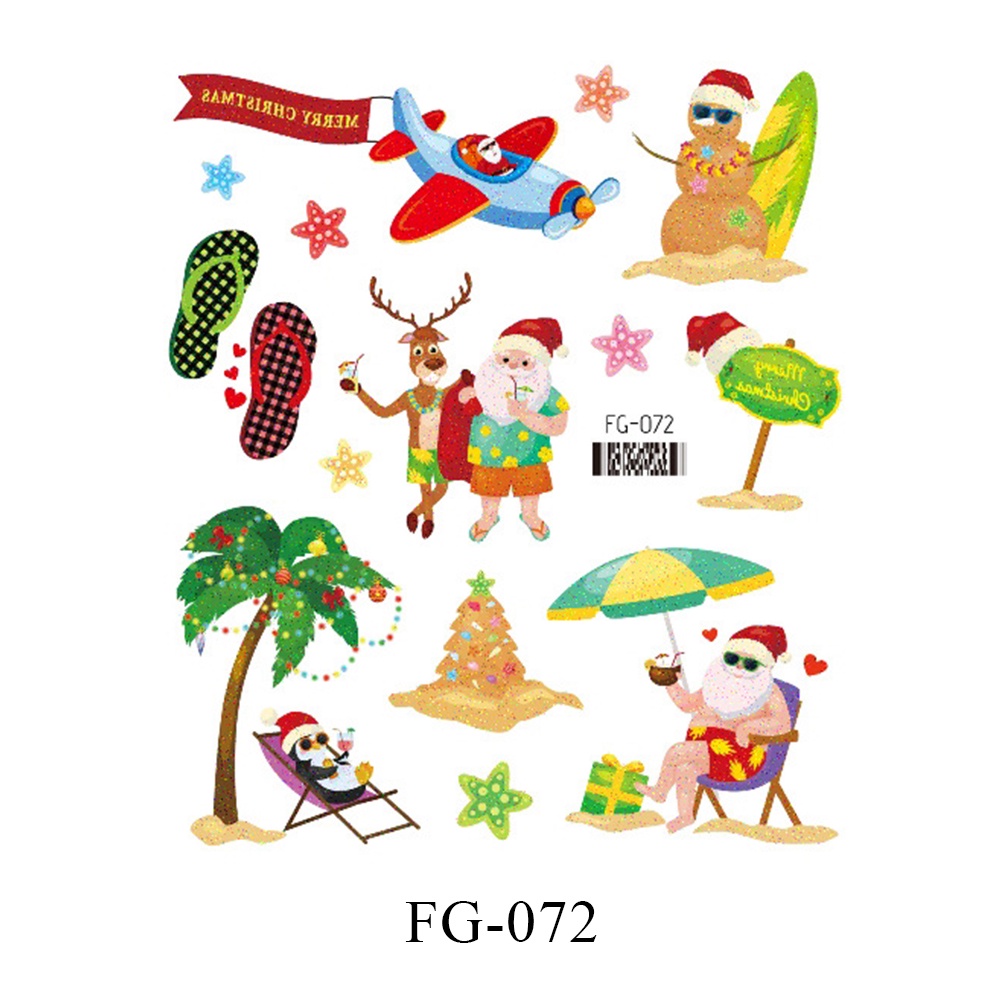 Hình Xăm Dán Giáng Sinh Lấp Lánh Lâu Trôi Họa Tiết Hoạt Hình Dễ Thương Cho Trẻ Em