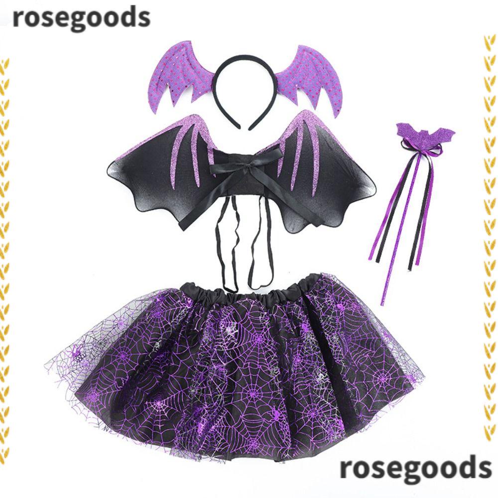 Set Áo Cánh Dơi Và Chân Váy tutu Hóa Trang halloween Dễ Thương Cho Bé 2-8 Tuổi rosegoods1