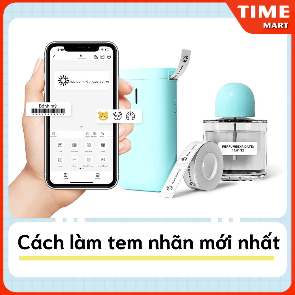 NIIMBOT D11/D110 Máy in nhãn nhiệt di động với băng, không cần mực, phù hợp cho văn phòng và gia đình