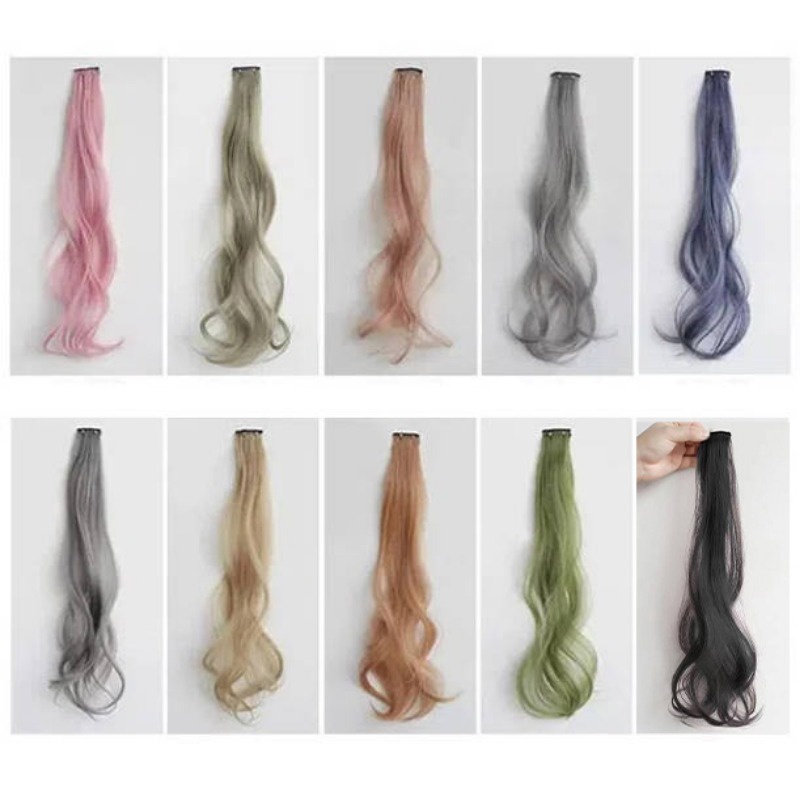 Bộ Tóc Giả Dài Xoăn Gợn Sóng Màu Xanh Lá Cá Tính Thời Trang Cho Nữ