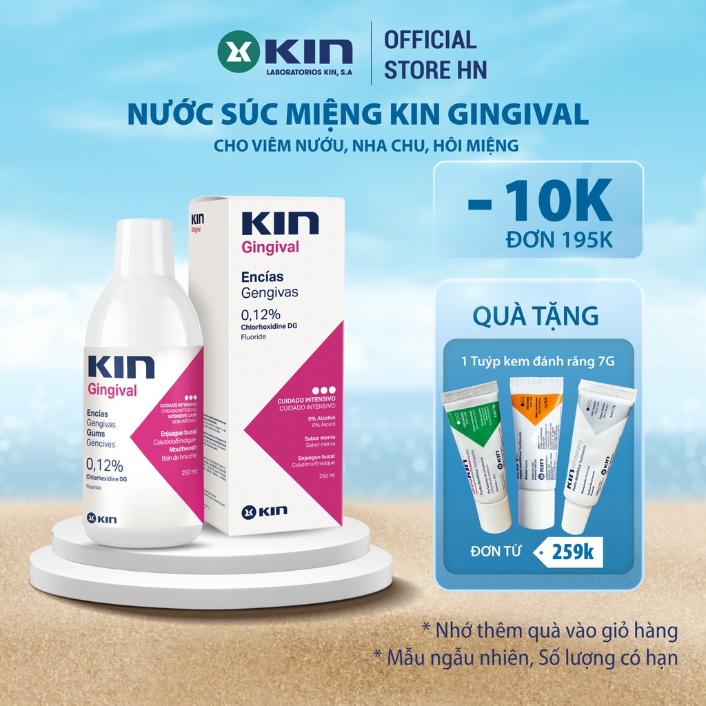 Nước Súc Miệng KIN Gingival Ngăn Ngừa Viêm Nướu, Hôi Miệng, Chảy Máu Chân Răng, Sát Khuẩn, Sạch Mảng Bám 250ml