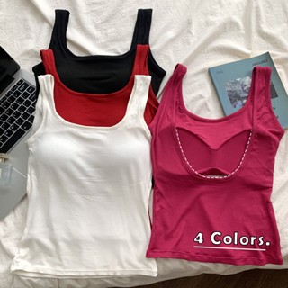 Hot Girl Không Đều Tank Top Làm Đẹp Lưng Áo Vest Nữ Mùa Hè Có Miếng Lót Ngực Mặc Ngoài Slim Fit