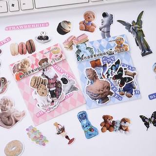 Set 30 tấm sticker dán trang trí sổ tay phong cách retro