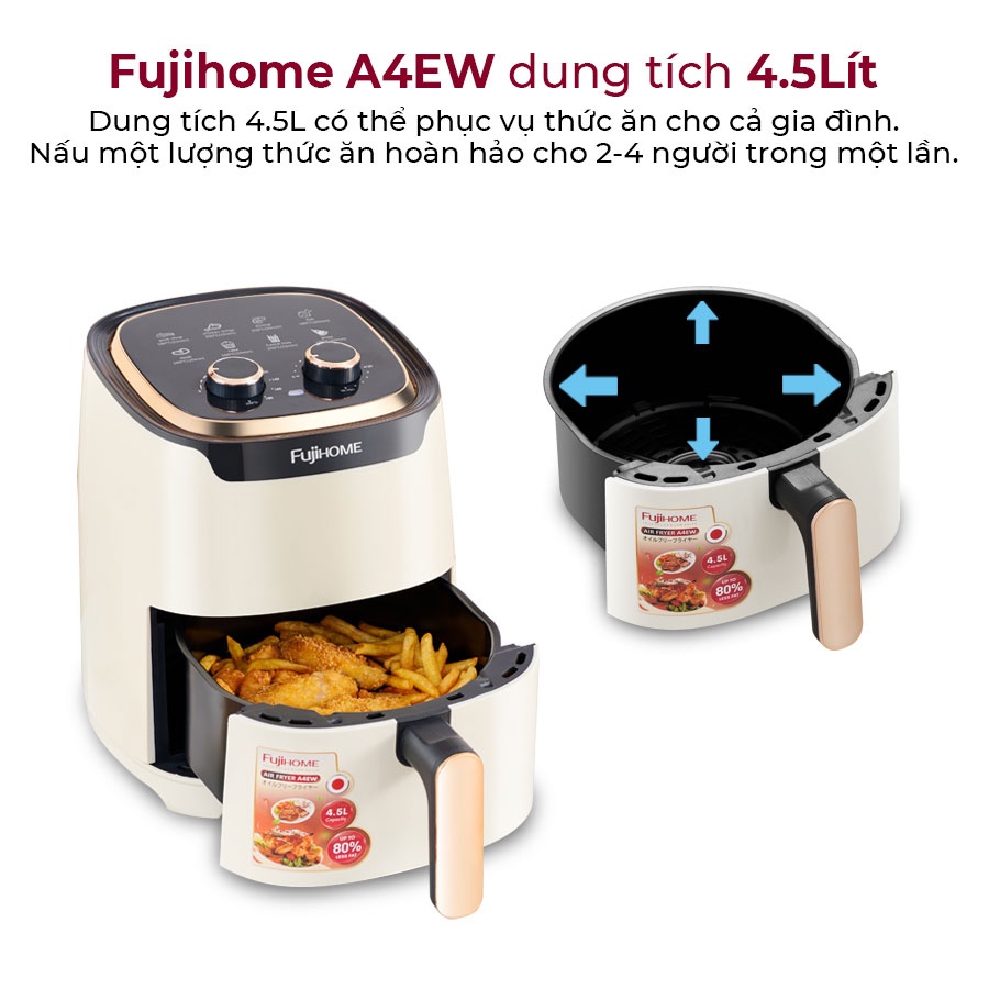 Nồi chiên không dầu FujiHome nhập khẩu, Lò chiên không dầu Nhật Bản công suất 1400W - Bảo hành 18 tháng