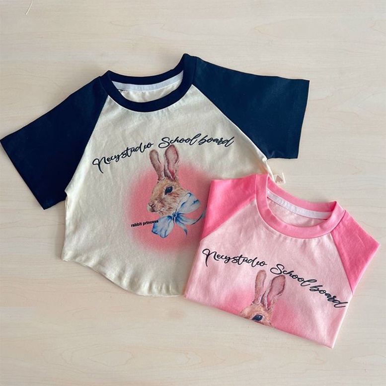 Áo Thun Cotton Viền Chữ U In Hình Bánh Bao Phong Cách Hàn Quốc Cho Bé Gái 1-7 Tuổi