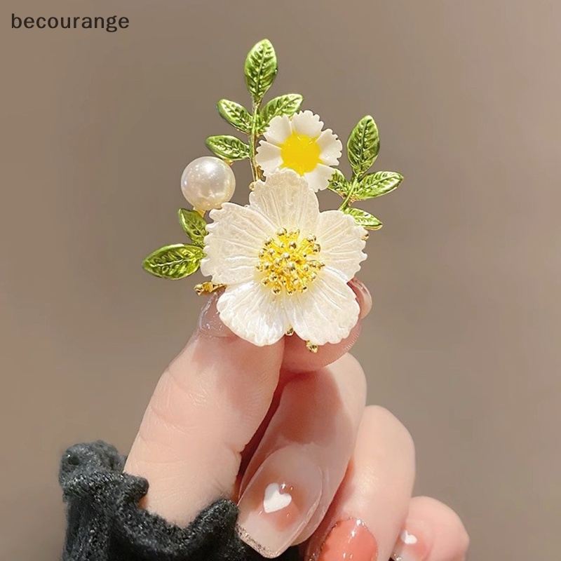 Ghim Cài Áo Hình Hoa Cúc Đính Ngọc Trai Nhân Tạo Cao Cấp Thời Trang Cho Nữ