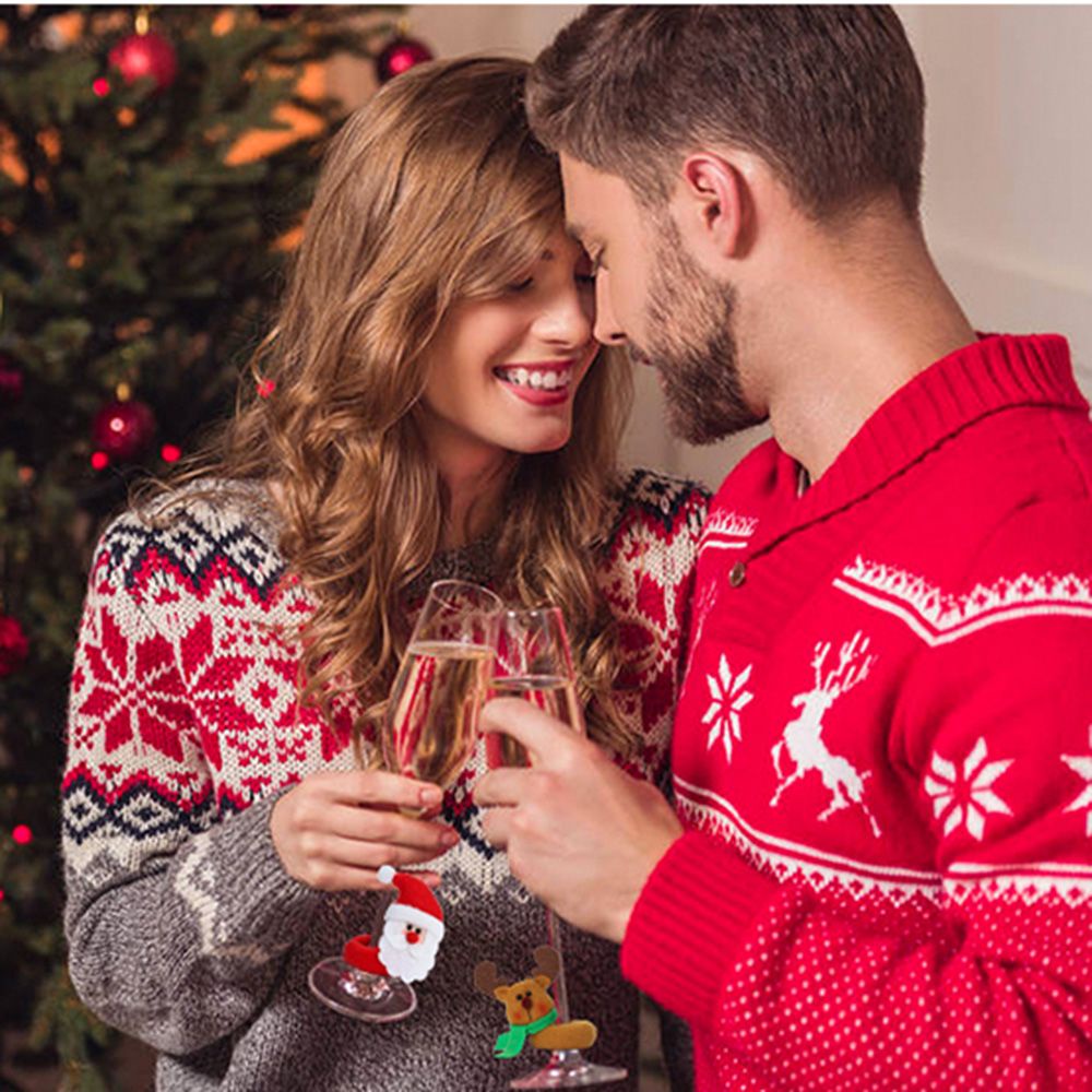 Xmas Búp Bê Trang Trí Giáng Sinh Chai Rượu / Ly Rượu