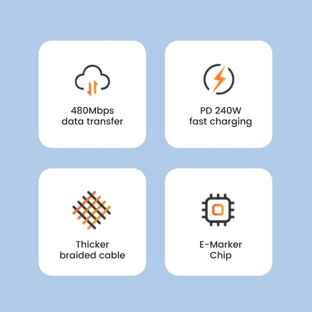 Elough PD 240W Elbow Super Fast Charging Cable Type C To Type C Wire Cable Data Cord
