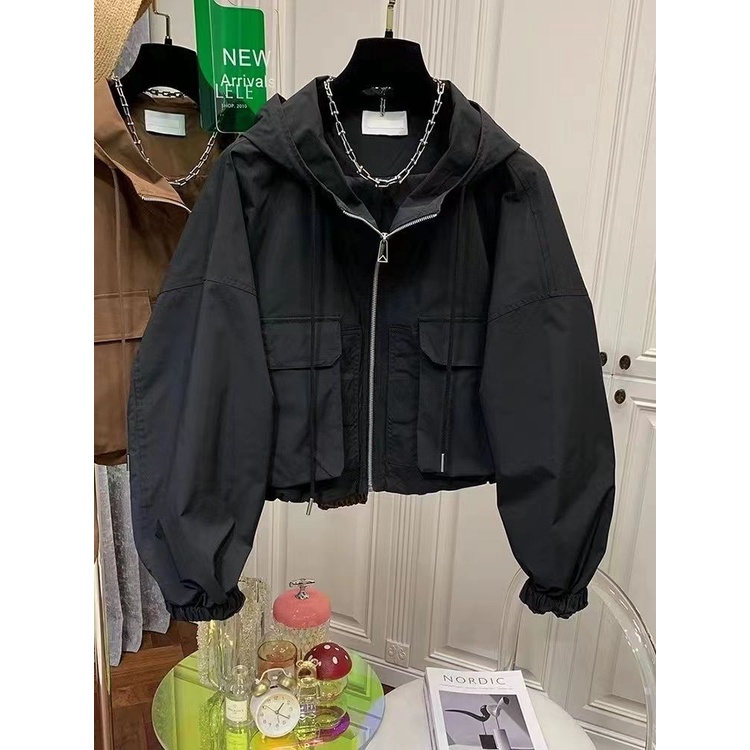Áo Khoác Trùm Đầu Dáng Rộng Có Túi Thời Trang Mùa Thu Cho Nữ