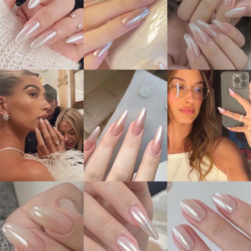 Sinh ra Trắng xinh Chrome Nail Fairy Bột ánh kim lấp lánh Gương cực quang Sắc tố Aurora Mirror Nail Art Bụi Làm móng tay Phụ kiện làm móng beautifulhat