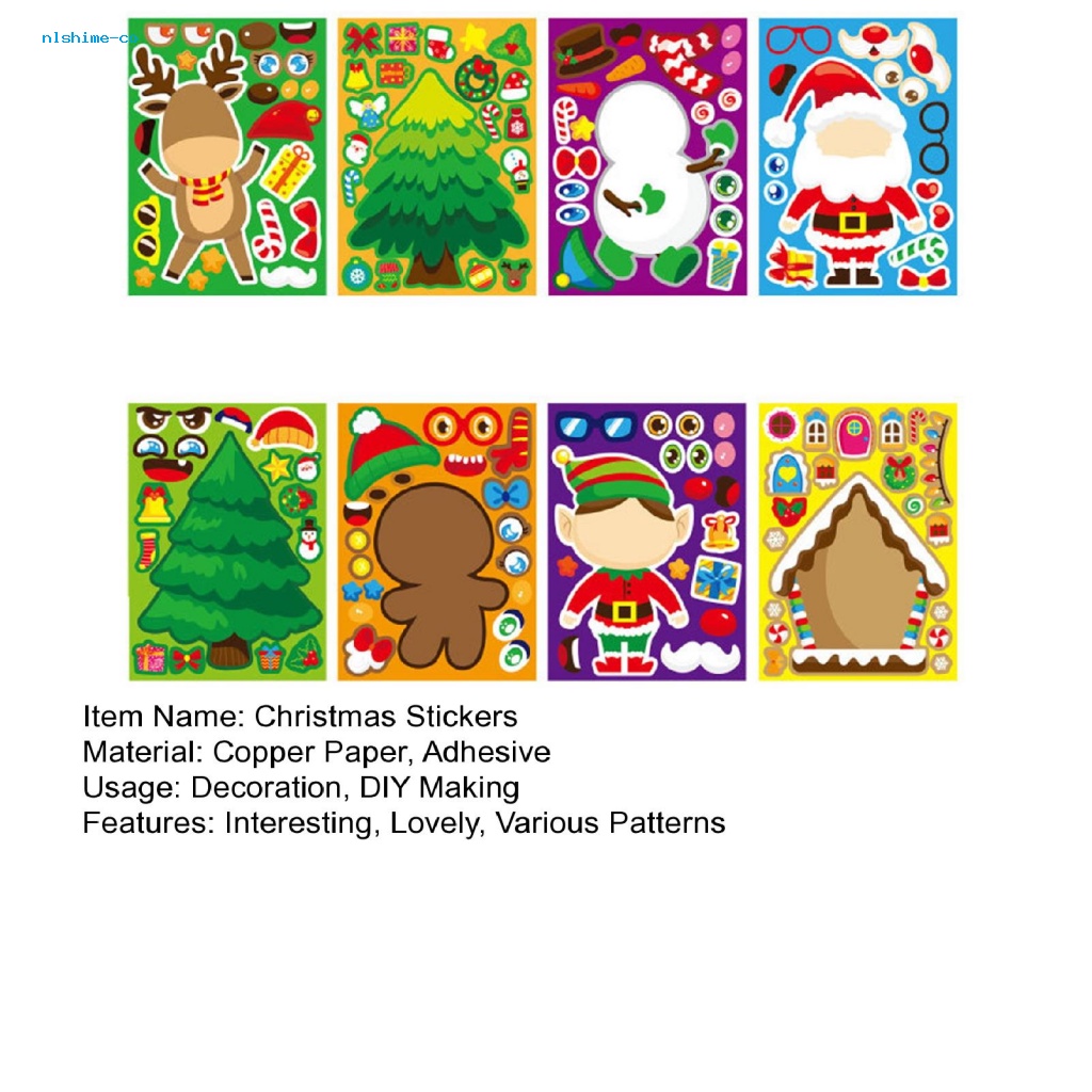 Glshime Bộ Đồ Chơi sticker Xếp Hình Ông Già Noel Tuần Lộc Nai Sừng Tấm Vui Nhộn diy Cho Bé Trai Và Bé Gái