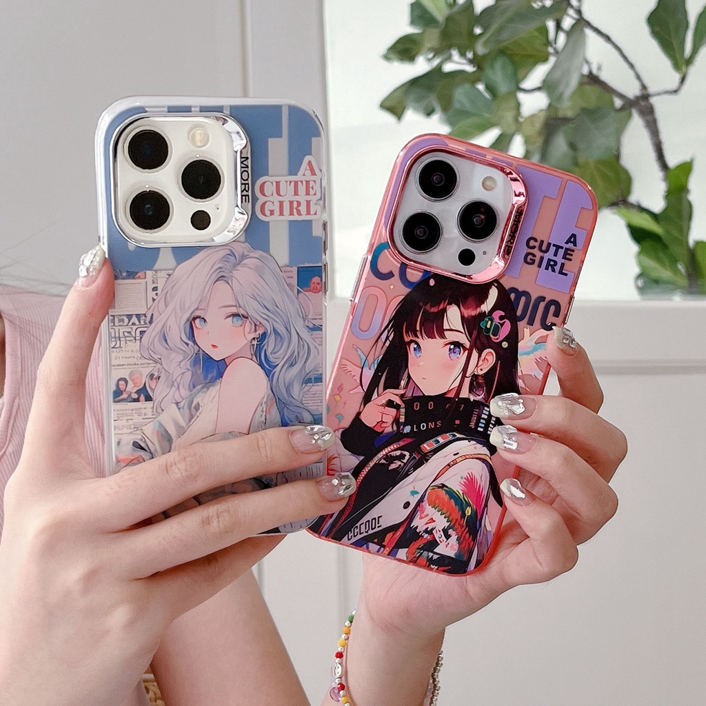 Iphone Ốp Điện Thoại Túi Khí Chống Sốc Hình Cô Gái Dễ Thương Cho iphone 14promax 14 13 13promax 12 12promax 11