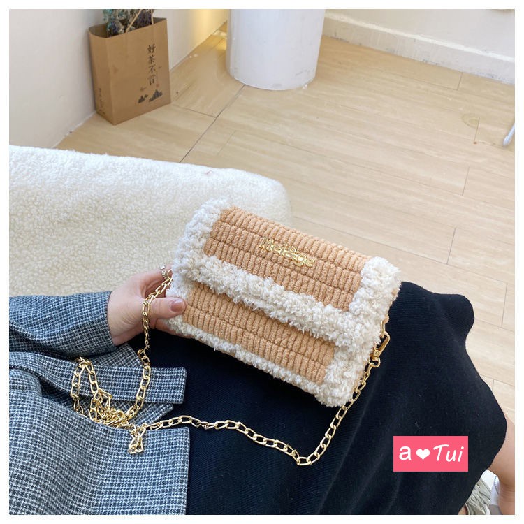 Túi xách tự đan lông xù đeo vai cá tính túi handmade