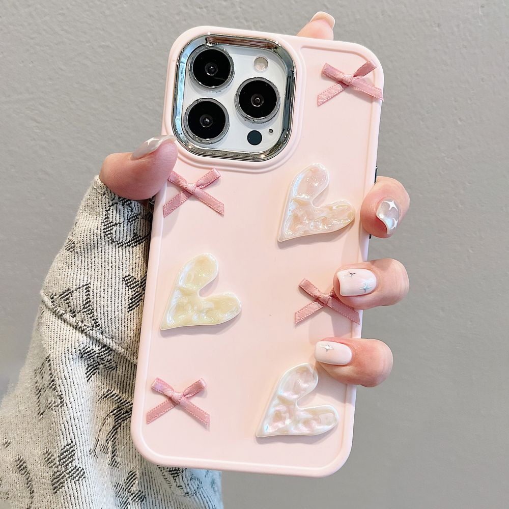 Ốp Điện Thoại Silicon Mềm Chống Sốc Viền Kim Loại Hình Trái Tim 3d Cho iphone 11 14 13 12 pro max x xr 8 7 plus se
