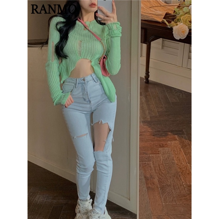 RANMO Áo Len áo khoác cardigan Trendy Casual hàn quốc Fashion WMY2392SUP38Z230921