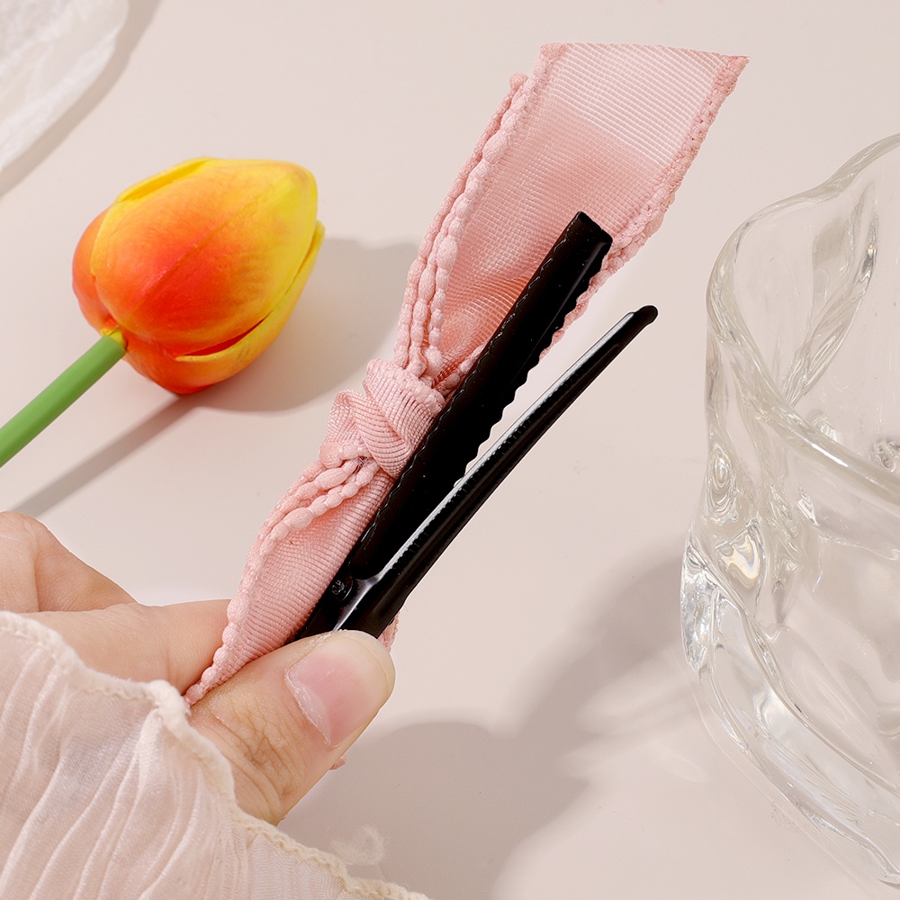 Kẹp Tóc Hình Nơ Phối Lưới Đính Nơ Ruy Băng Đơn Giản Thời Trang Phong Cách Hàn Quốc Cho Nữ