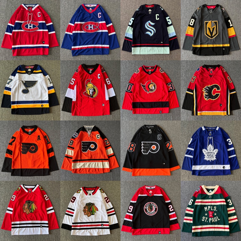 NHL Khúc Côn Cầu Jersey Khúc Côn Cầu Retro Jersey Hip Hop Tay Dài Nhanh Khô Thoáng Khí Hip-hop hipho