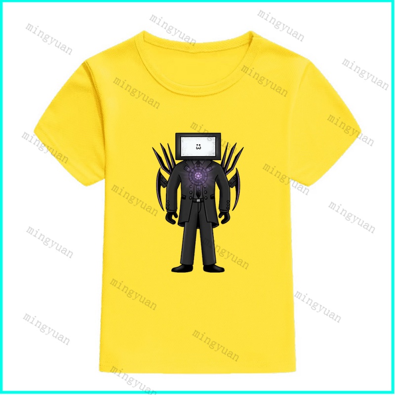 Áo Thun Tay Ngắn In Hình Mingyuan Titan Tv Man Skibidi Toilet Thiết Kế Dáng Rộng Cho Thanh Thiếu Niên 11 Tuổi