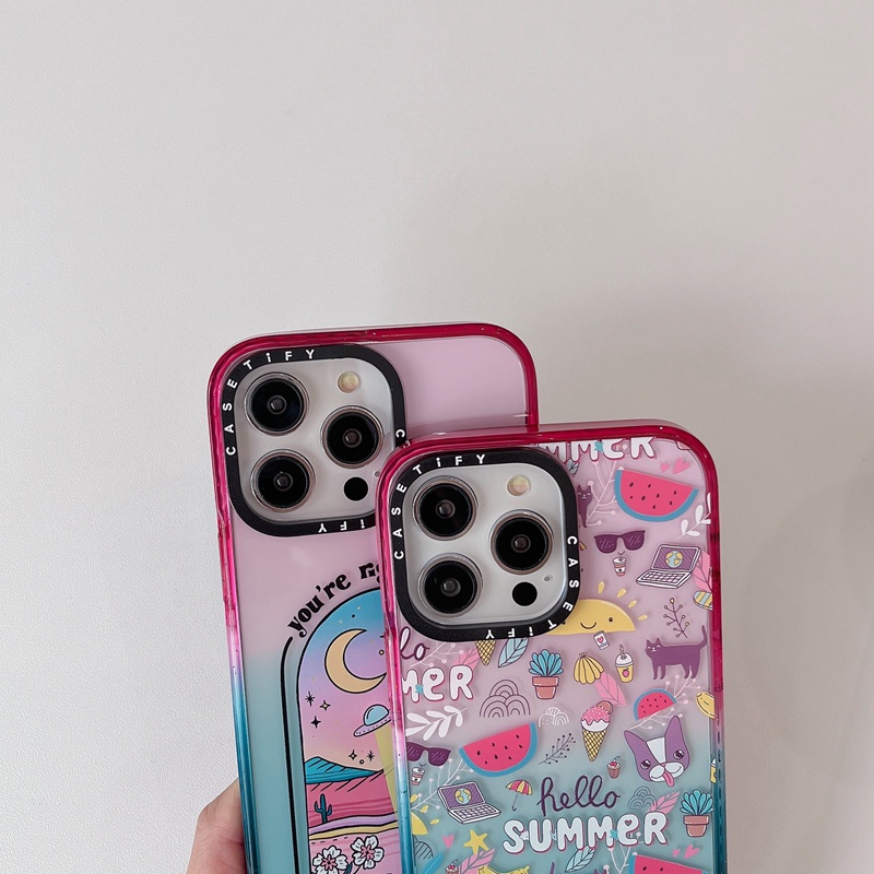 Ốp Điện Thoại Nhựa acrylic Cứng Màu Kẹo gradient Hình Trái Cây Cho iphone 15 14 11 12 13 pro max