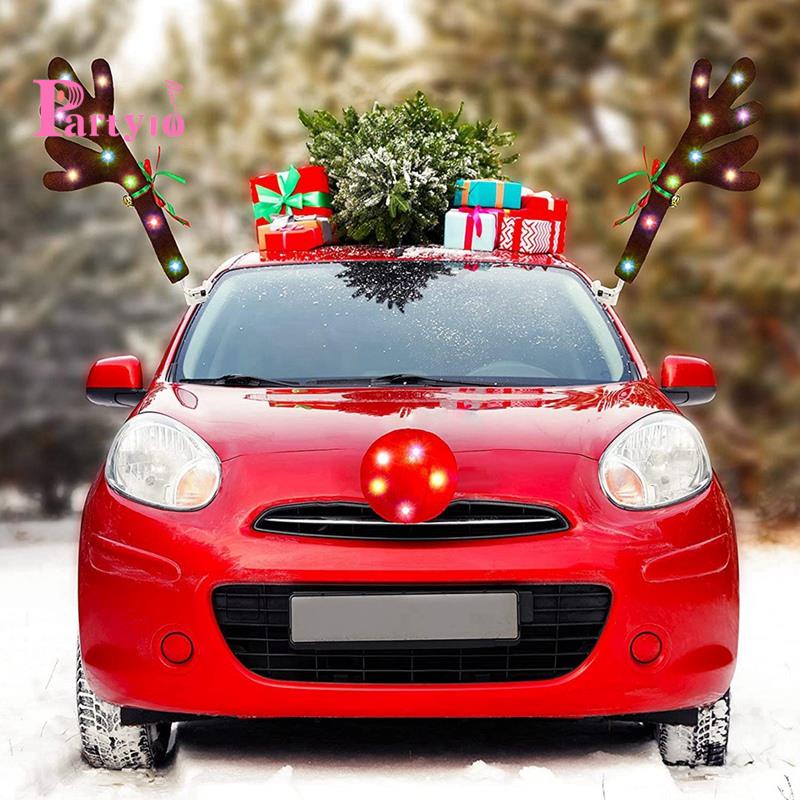 Bộ Tuần Lộc Xe Hơi Có Đèn led Trang Trí Giáng Sinh