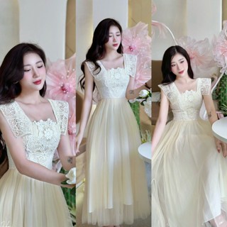 Đầm dự tiệc thiết kế sang trọng xinh đẹp tay cánh tay phối đính hoa nổi phía trước dễ thương quyến rũ