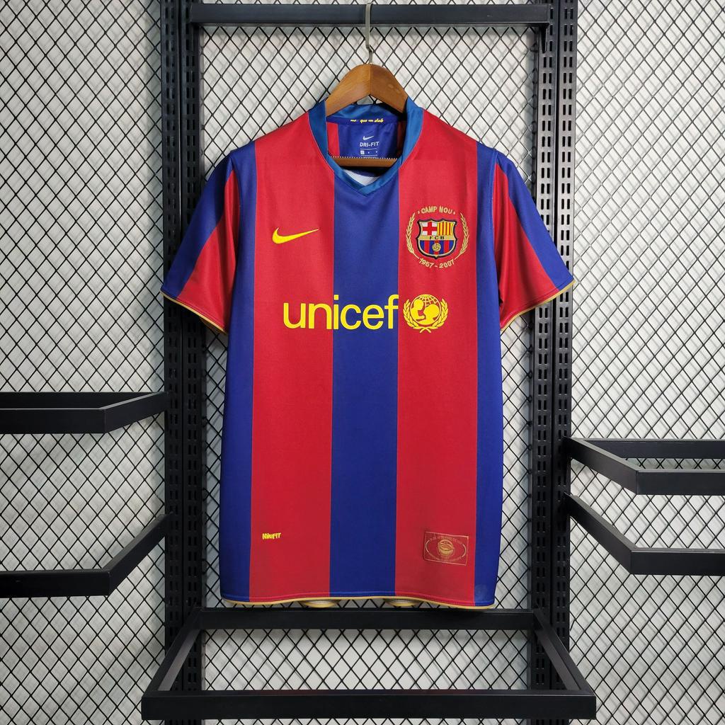 Áo Thun Họa Tiết Đội Bóng barcelona Phong Cách retro Cho Nam Size 05-06 08-09