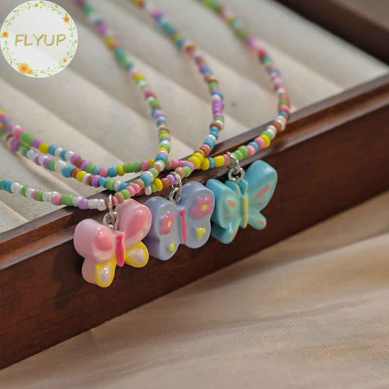 Flyup Dây Chuyền Mặt Bướm acrylic Nhiều Màu Sắc Phong Cách boho y2k Cho Nữ vn