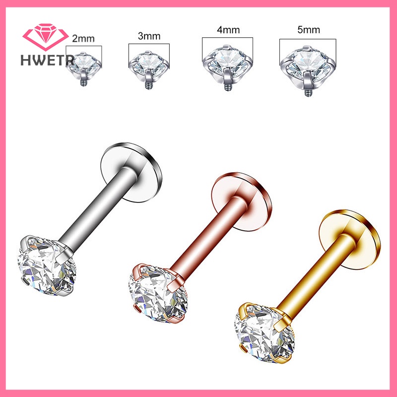 Hwwtr Khuyên Tai Xỏ Lỗ Bên Trong Đính Đá zircon Môi / Môi / Cơ Thể Mới
