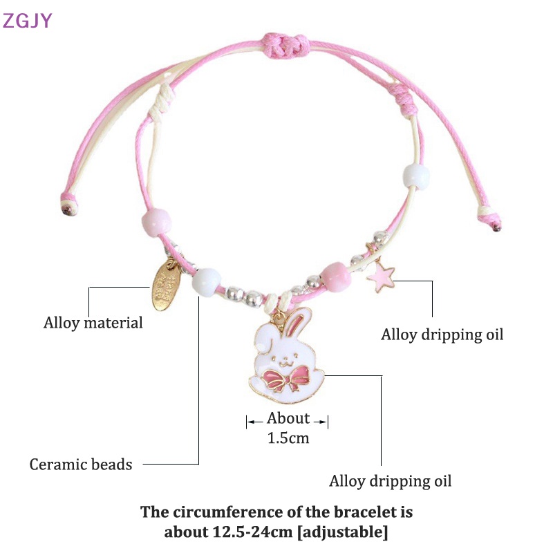 Vòng Tay Dây Bện Mặt Hình Hoạt Hình melody Cún yugui Nhật Bản Có Thể Điều Chỉnh Cho Cặp Đôi Bạn Gái Mới