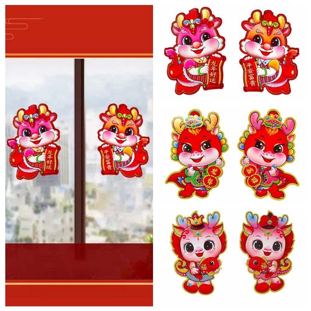 Miếng Dán Đề Can Họa Tiết Rồng Hoạt Hình Trung Hoa Trang Trí Năm Mới 2024