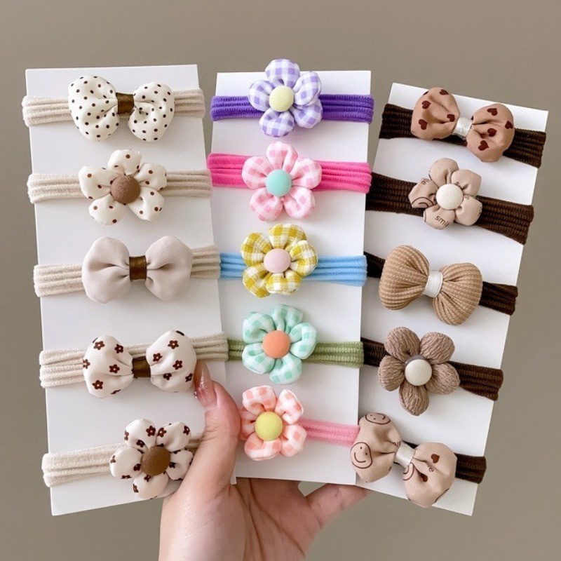 Set 5 Dây Buộc Tóc Co Giãn Nhiều Màu Sắc Cho Bé Gái